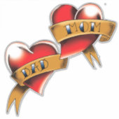 Mama Vater Rotes Herz Tattoo Aufkleber (Vorderseite)