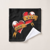 Mama Vater Rotes Herz Tattoo Badhandtuch Set (Waschlappen)