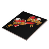 Mama Vater Rotes Herz Tattoo Fliese (Seite)