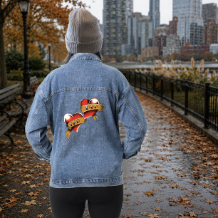 Mama Vater Rotes Herz Tattoo Jeansjacke
