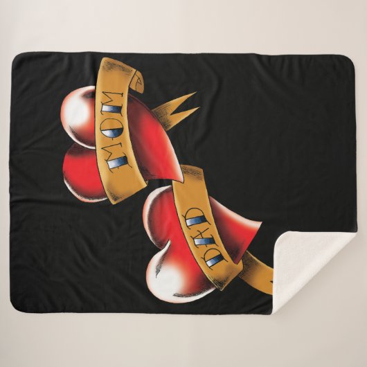 Mama Vater Rotes Herz Tattoo Sherpadecke (Vorderseite (Horizontal))