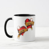 Mama Vater Rotes Herz Tattoo Tasse (Links)