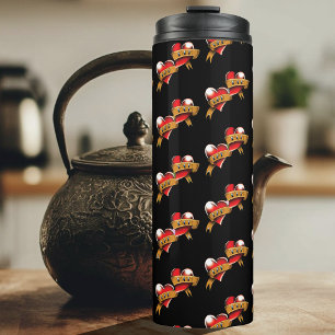Mama Vater Rotes Herz Tattoo Thermosbecher