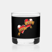 Mama Vater Rotes Herz Tattoo Whiskyglas (Vorderseite)