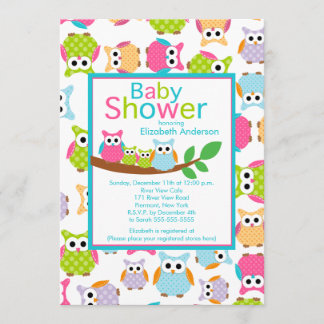 Mama & Vater Schalen mit Baby Owls TWINS Babydusch Einladung
