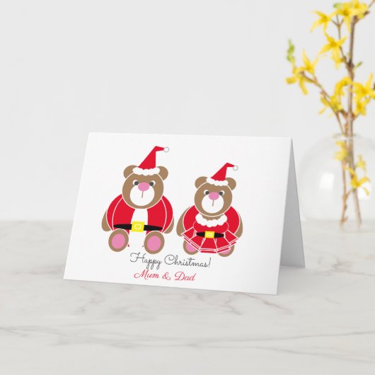 Mama & Vater Teddy Bären Weihnachten Karte (Gelbe Blume)