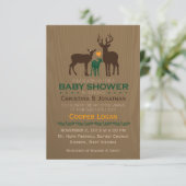 Mama-, Vater-u. Baby-Jungen-Rotwild - orange Einladung (Stehend Vorderseite)