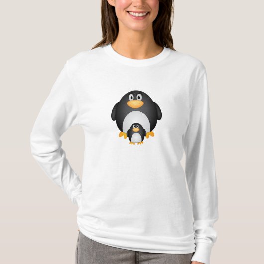 Mama/Vater und Baby Penguin T-Shirt (Vorderseite)
