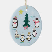 Mama, Vater & Vier Kinder ~ Pinguine Keramik Ornament (Rechts)