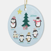 Mama, Vater & Vier Kinder ~ Pinguine Keramik Ornament (Links)