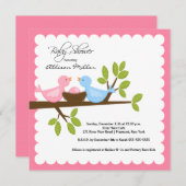 Mama & Vater Vögel mit Baby Bird Baby Shooter Einladung (Vorne/Hinten)