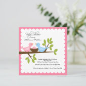 Mama & Vater Vögel mit Baby Bird Baby Shooter Einladung (Stehend Vorderseite)