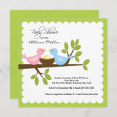 Mama & Vater Vögel mit Baby Bird Baby Shooter Einladung (Vorne/Hinten)