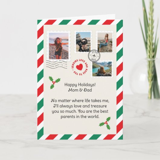 Mama Vater Weihnachtsbrief FotoCollage geklappt Karte (Vorderseite)