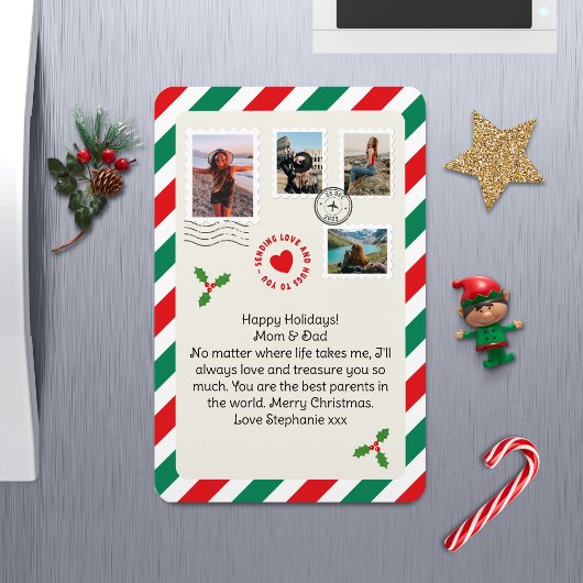 Mama Vater Weihnachtsbrief FotoCollage geklappt Magnet