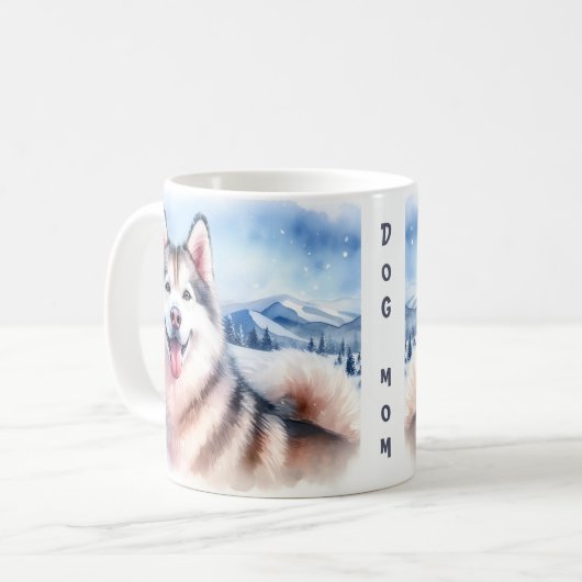 Mama/Vater Winter Vibes Husky - Kaffeetasse (Vorderseite Links)