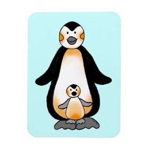 Mama-/Vati- und Baby-Pinguin, Babyparty Magnet