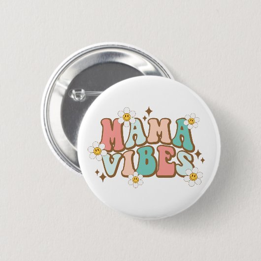 Mama Vibes mit Daisies Button (Vorne & Hinten)