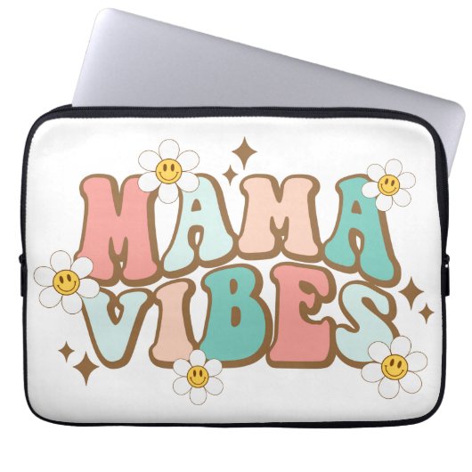 Mama Vibes mit Daisies Laptopschutzhülle (Vorderseite)