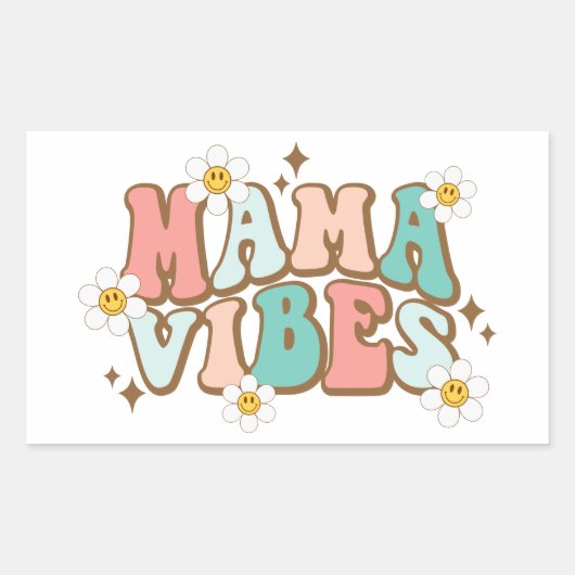 Mama Vibes mit Daisies Rechteckiger Aufkleber (Vorderseite)