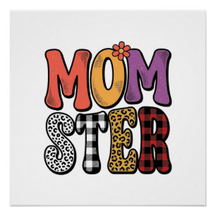 Mama Vintage-Mama-Leoparden-Kariert-Typografie-Des Poster