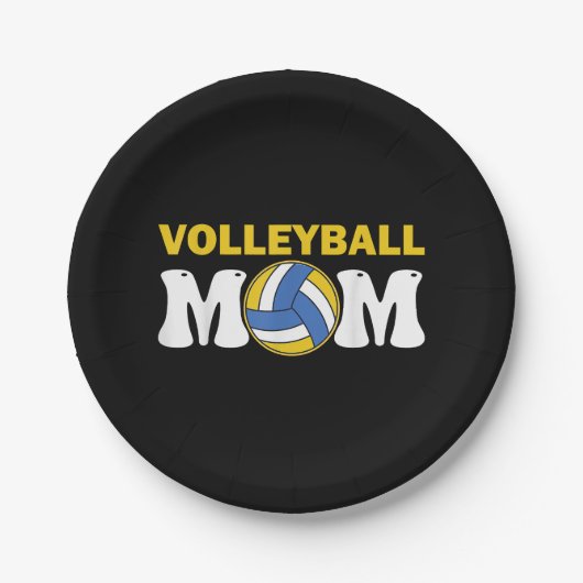 Mama Volleyball Shirt Game Day Funny Player Pappteller (Vorderseite)