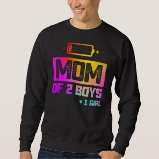 Mama von 2 Jungen 1 Mädchen mit niedrigem Akku Sweatshirt