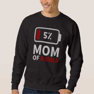 Mama von 3 Girls Low Batterie müde Mutter Familie Sweatshirt