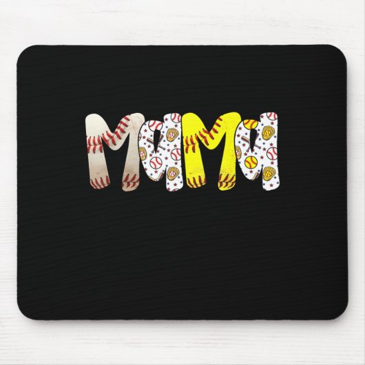 Mama von Baseball- und Softball-Mama-Frauen-Mutter Mousepad (Vorne)