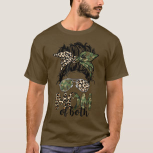 Mama von beiden Messy Bun Camoue Leopard Bandana M T-Shirt