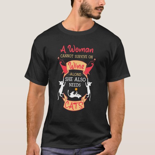 Mama von Katzen und Weinen T-Shirt (Vorderseite)