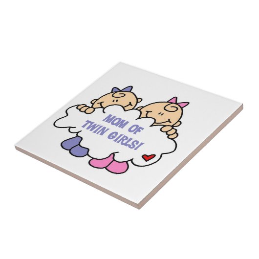 Mama von Twin Girls T - Shirt und Geschenken Fliese (Seite)