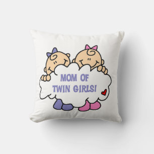 Mama von Twin Girls T - Shirt und Geschenken Kissen