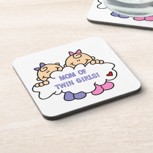 Mama von Twin Girls T - Shirt und Geschenken Untersetzer (Linke Seite)