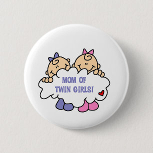 Mama von Twin Girls Tshirts and Gifts Button