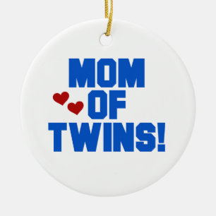 Mama von Twins Blauer Text Geschenke Keramik Ornament