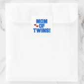 Mama von Twins Blauer Text Geschenke Quadratischer Aufkleber (Tasche)