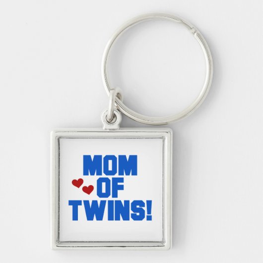 Mama von Twins Blauer Text Geschenke Schlüsselanhänger (Vorne)
