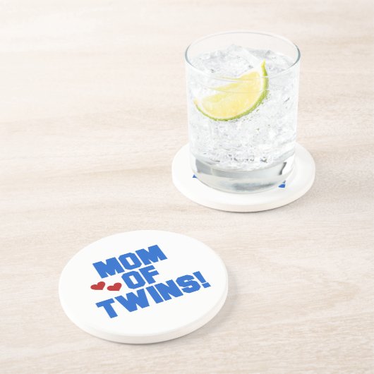 Mama von Twins Blauer Text Geschenke Untersetzer (Seite)