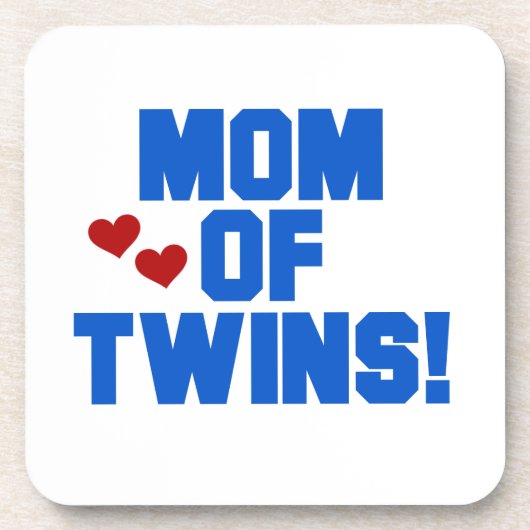 Mama von Twins Blauer Text Geschenke Untersetzer (Vorderseite)