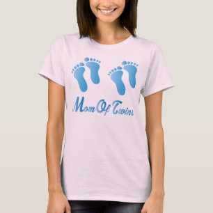 Mama von Twins Blue Footprints Damen Tee Shirt