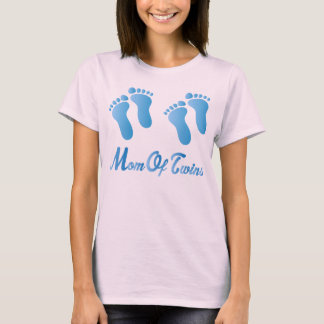 Mama von Twins Blue Footprints Damen Tee Shirt