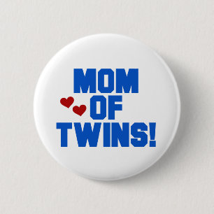 Mama von Twins-Blue-Text-Hemden und Geschenken Button