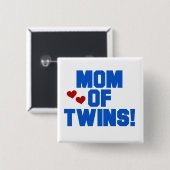 Mama von Twins-Blue-Text-Hemden und Geschenken Button (Vorne & Hinten)