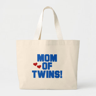 Mama von Twins-Blue-Text-Hemden und Geschenken Jumbo Stoffbeutel