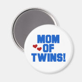 Mama von Twins-Blue-Text-Hemden und Geschenken Magnet (Vorderseite/Rückseite)