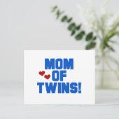 Mama von Twins-Blue-Text-Hemden und Geschenken Postkarte (Stehend Vorderseite)