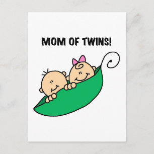 Mama von Twins-Erbsen in einem Pod-Hemd und Gesche Postkarte