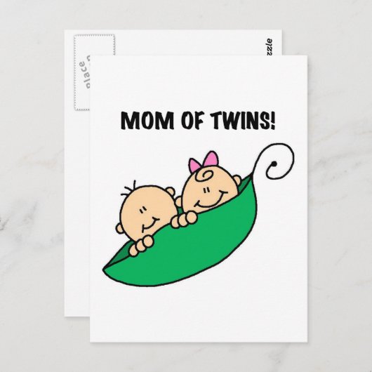 Mama von Twins-Erbsen in einem Pod-Hemd und Gesche Postkarte (Vorne/Hinten)