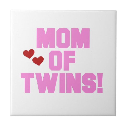 Mama von Twins Pink Text Geschenke Fliese (Vorderseite)